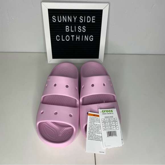 Crocs Unisex Classic Pink Sandals 2.0 Slide Size W/10 *NWTS* - Picture 1 of 6